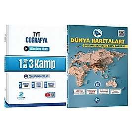 Coğrafyanın Kodları TYT Coğrafya 1 Kitap 3 Kamp Video Ders Kitabı ve Dünya Haritaları Çalışma Defteri Soru Bankası Seti Kr Akademi